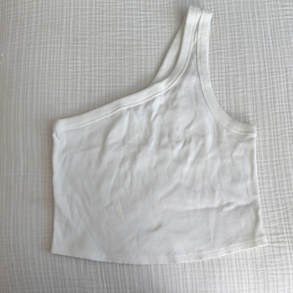 Everlane One-Shoulder Ribbed Tank Top in White
